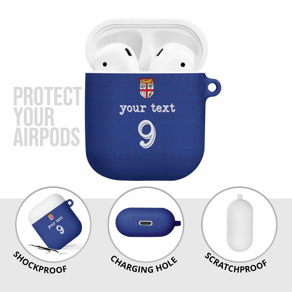 Custom Fijian Football AirPods Case Tapa Pattern and Shark Tribal