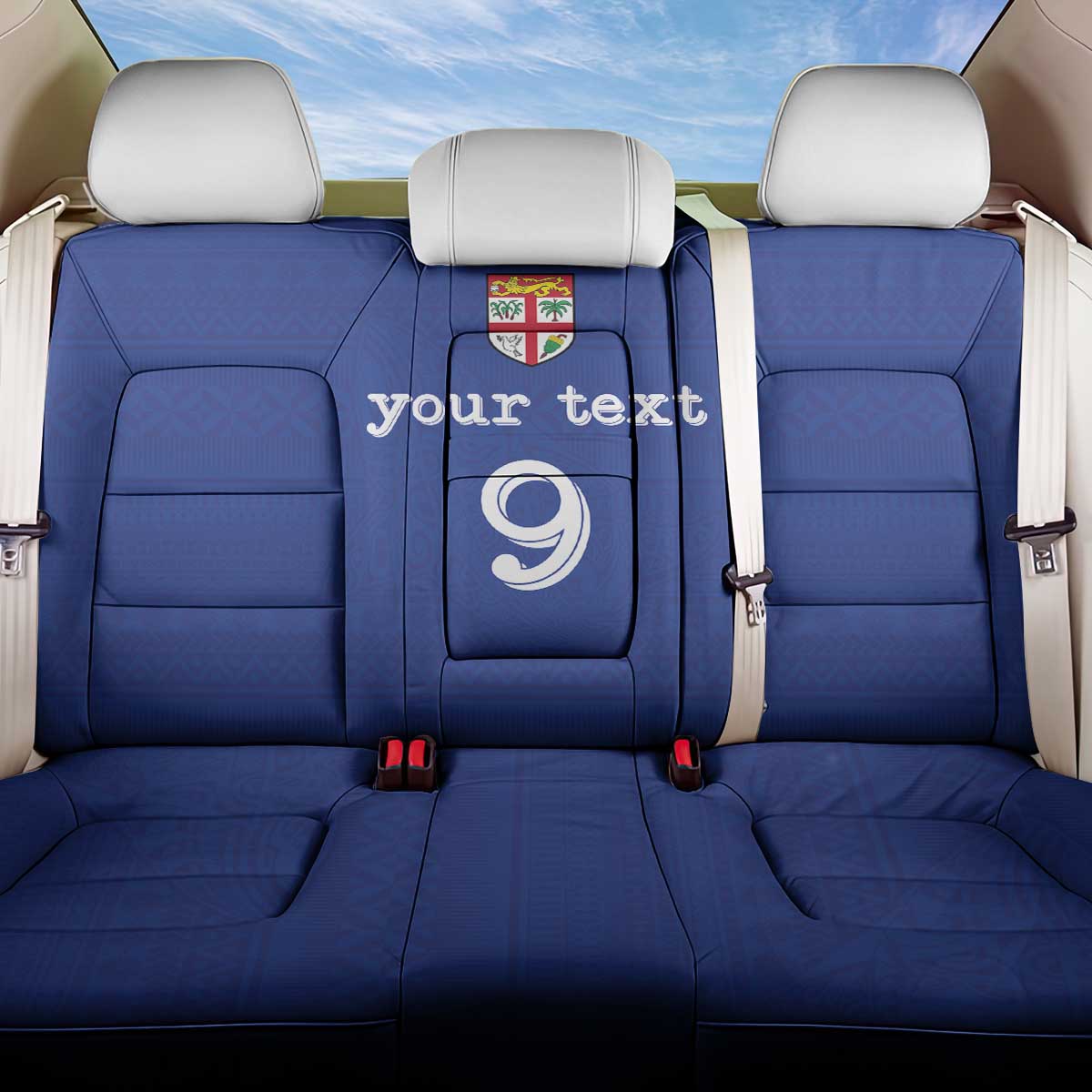 Custom Fijian Football Back Car Seat Cover Tapa Pattern and Shark Tribal