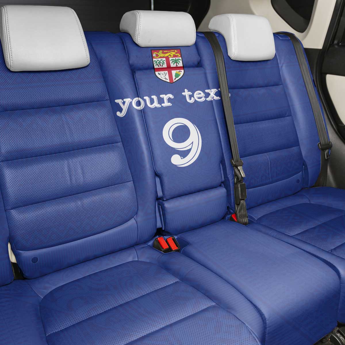 Custom Fijian Football Back Car Seat Cover Tapa Pattern and Shark Tribal
