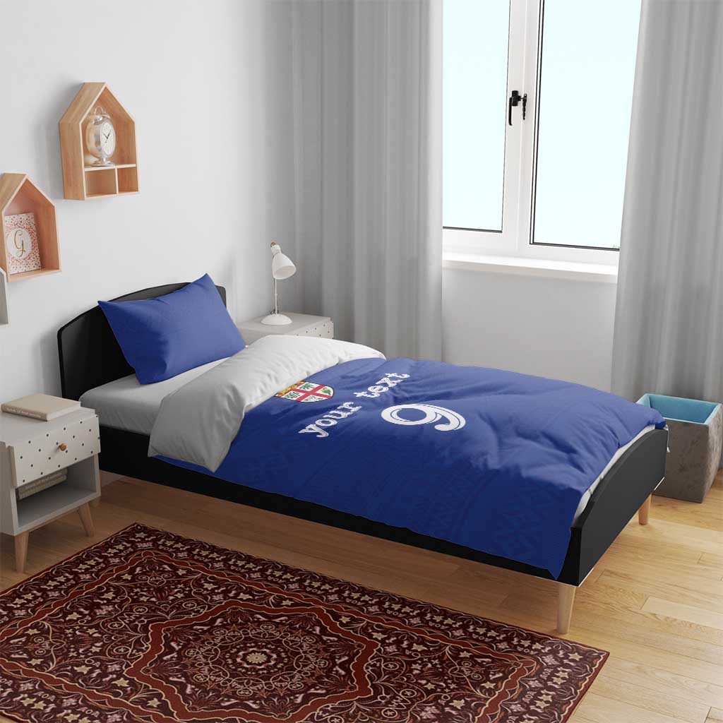 Custom Fijian Football Bedding Set Tapa Pattern and Shark Tribal