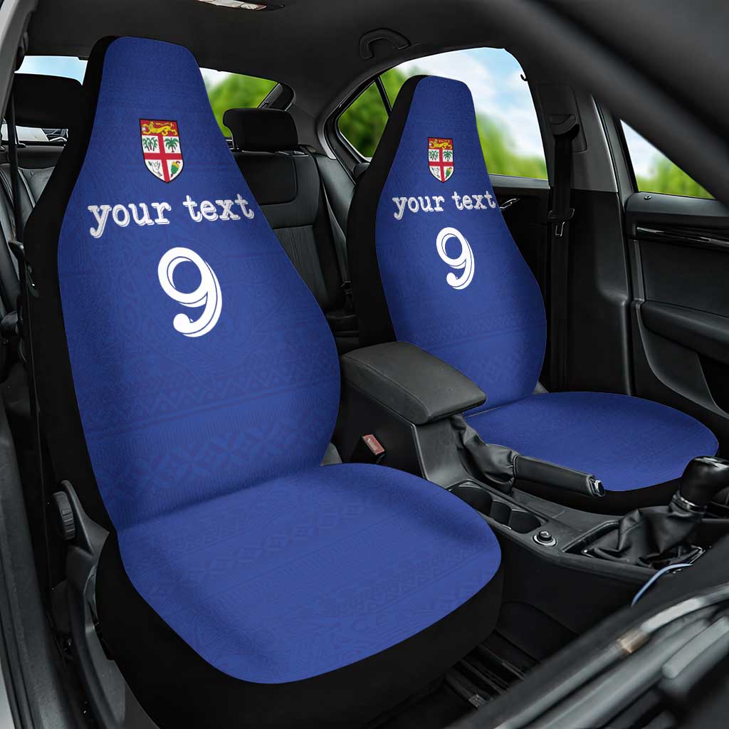 Custom Fijian Football Car Seat Cover Tapa Pattern and Shark Tribal