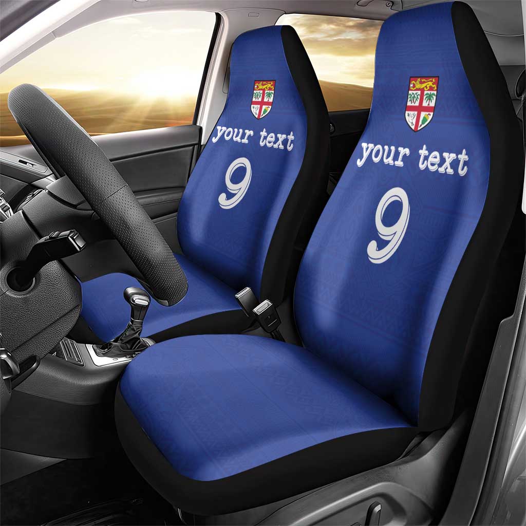 Custom Fijian Football Car Seat Cover Tapa Pattern and Shark Tribal