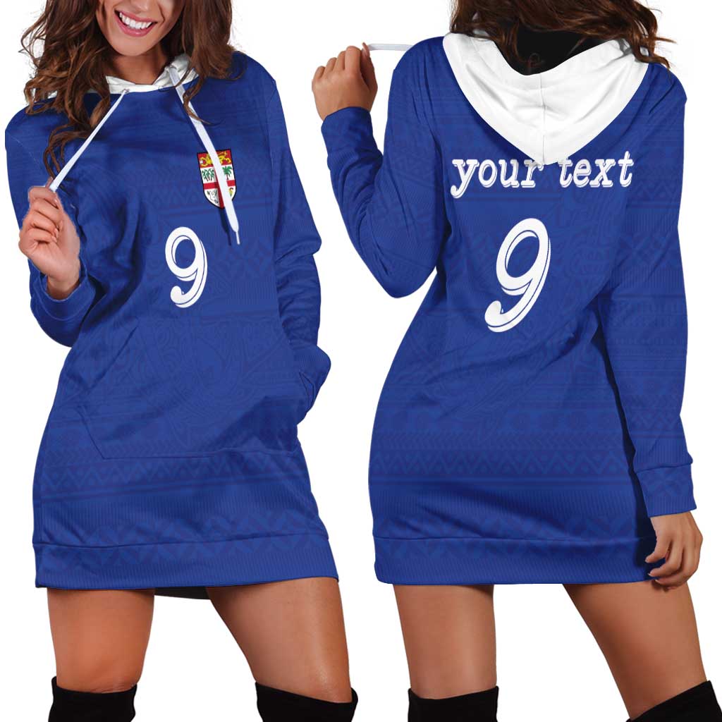 Custom Fijian Football Hoodie Dress Tapa Pattern and Shark Tribal
