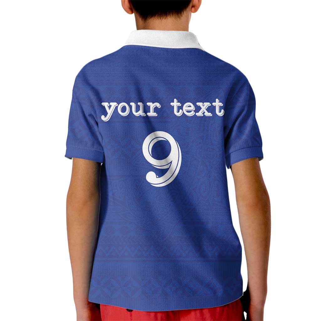 Custom Fijian Football Kid Polo Shirt Tapa Pattern and Shark Tribal