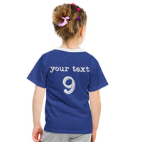 Custom Fijian Football Kid T Shirt Tapa Pattern and Shark Tribal
