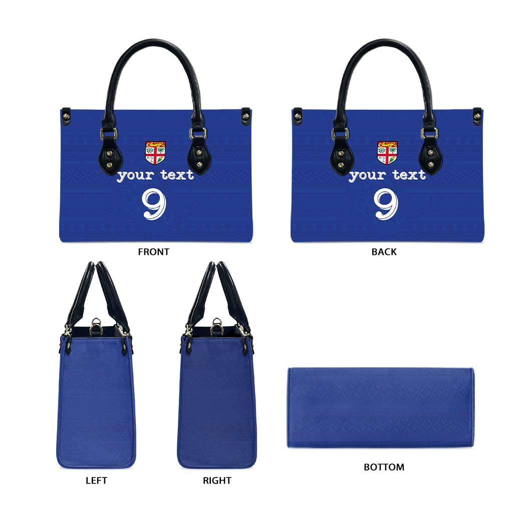 Custom Fijian Football Leather Bag Tapa Pattern and Shark Tribal