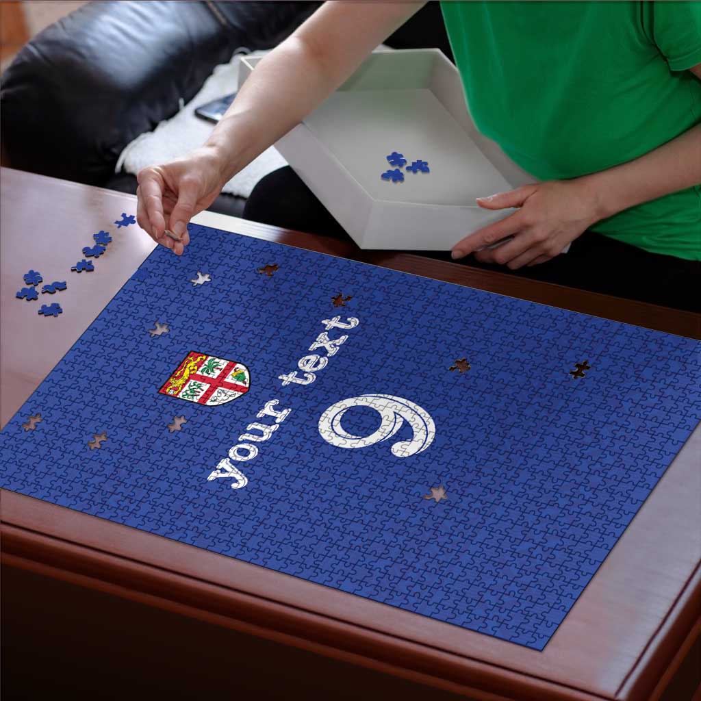 Custom Fijian Football Puzzle Tapa Pattern and Shark Tribal