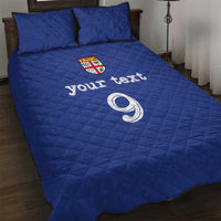 Custom Fijian Football Quilt Bed Set Tapa Pattern and Shark Tribal