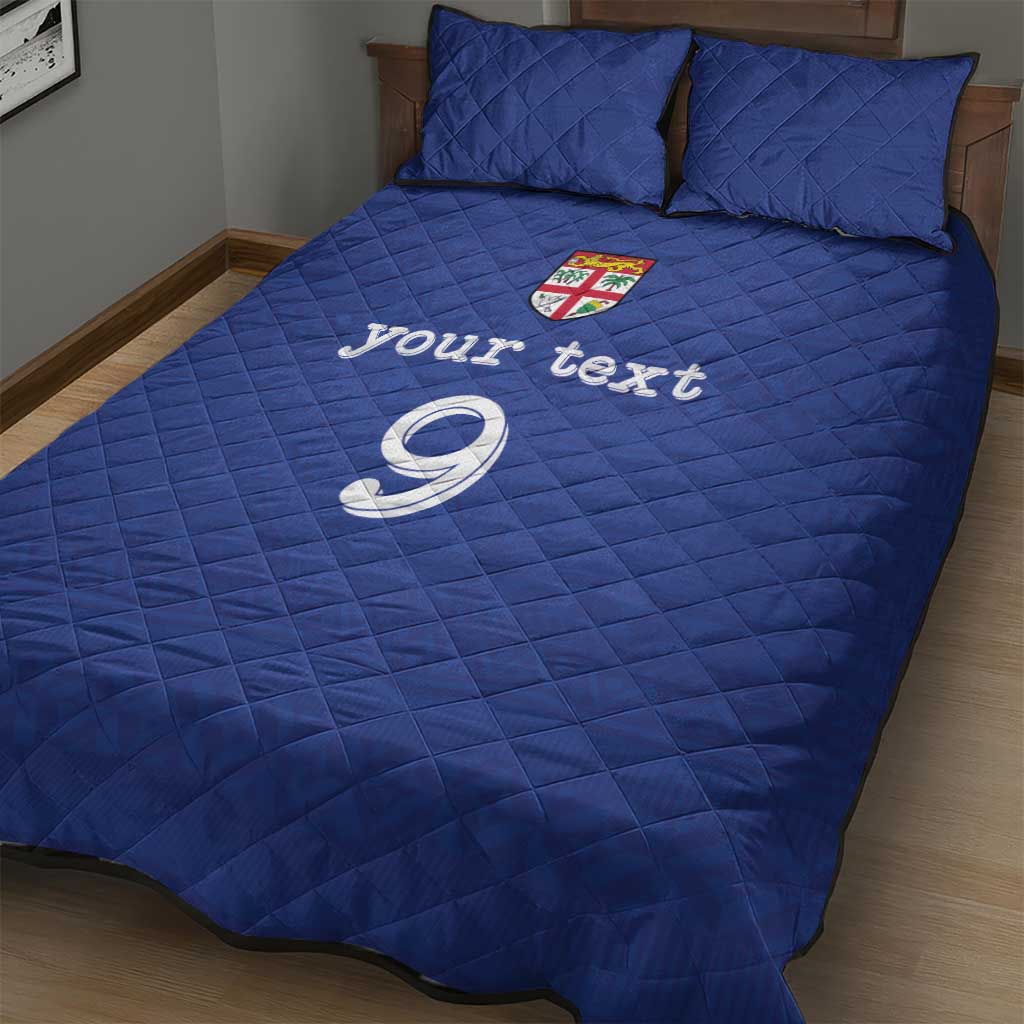 Custom Fijian Football Quilt Bed Set Tapa Pattern and Shark Tribal