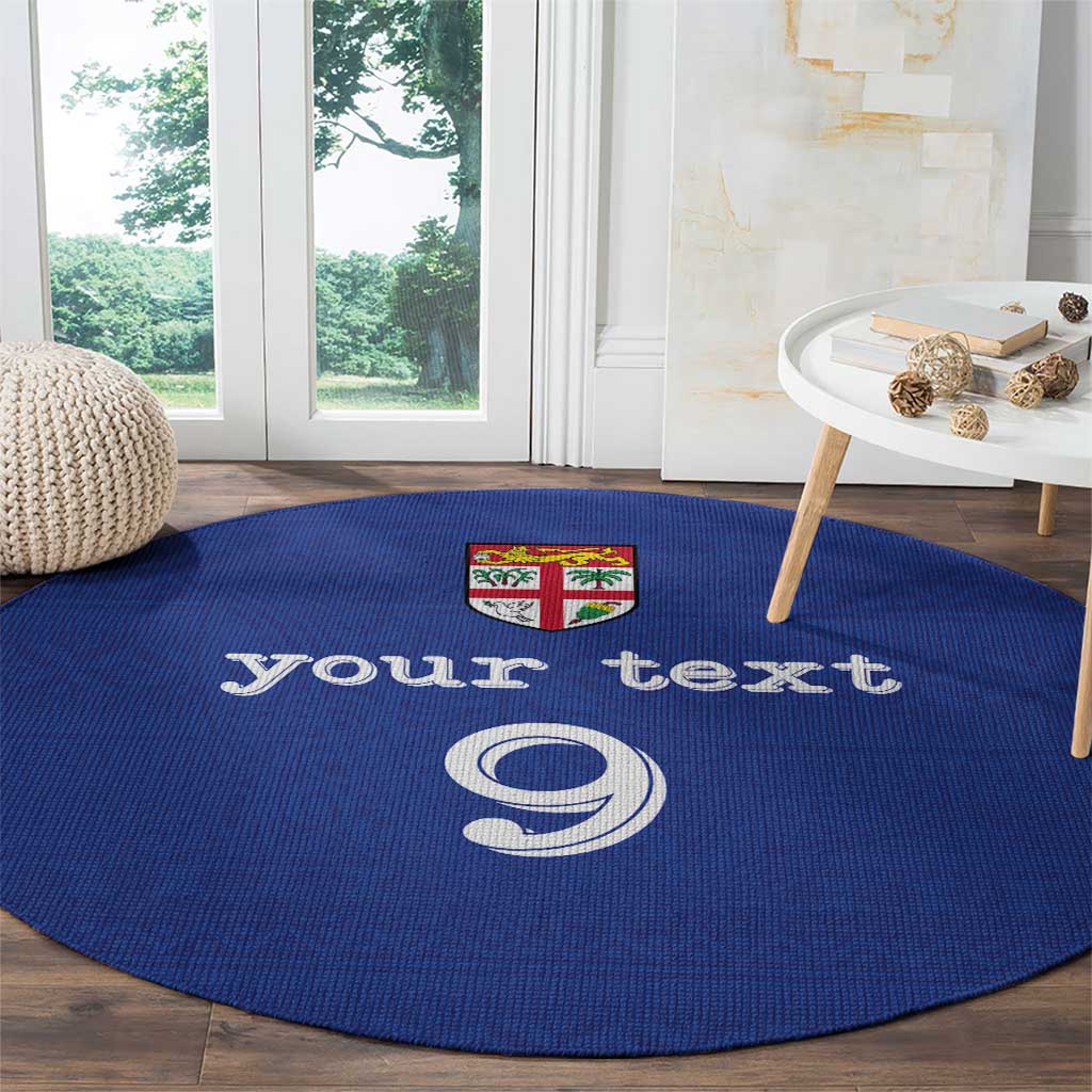 Custom Fijian Football Round Carpet Tapa Pattern and Shark Tribal