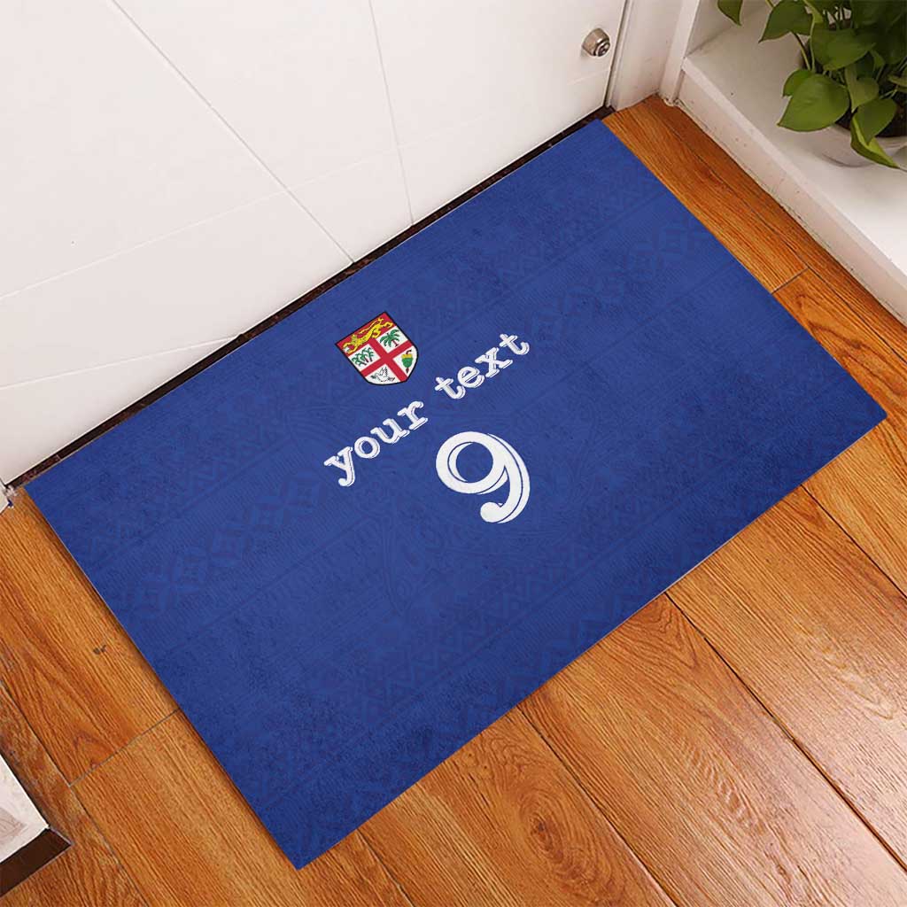 Custom Fijian Football Rubber Doormat Tapa Pattern and Shark Tribal