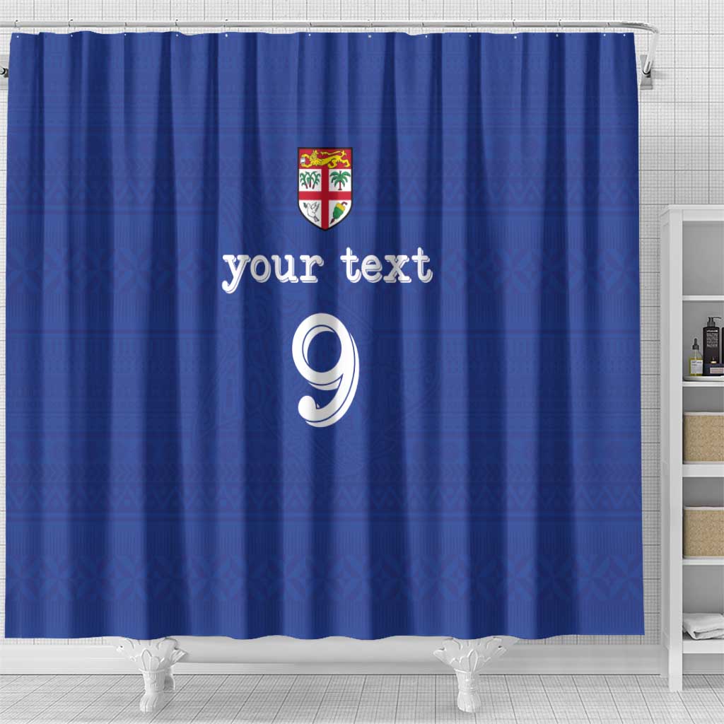 Custom Fijian Football Shower Curtain Tapa Pattern and Shark Tribal