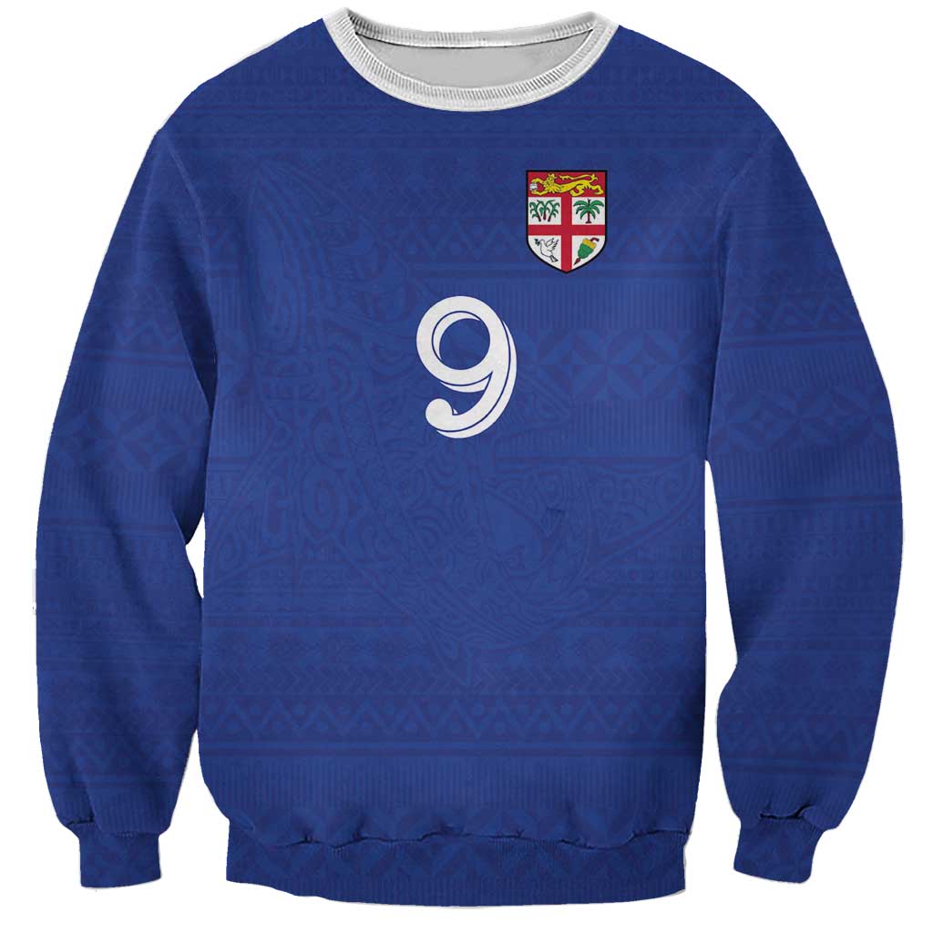 Custom Fijian Football Sweatshirt Tapa Pattern and Shark Tribal