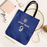 Custom Fijian Football Tote Bag Tapa Pattern and Shark Tribal