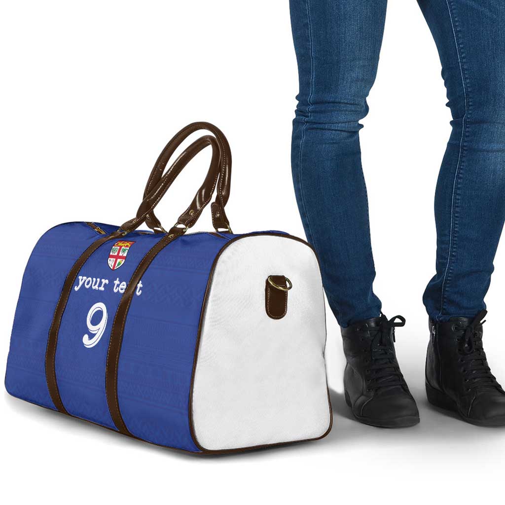 Custom Fijian Football Travel Bag Tapa Pattern and Shark Tribal
