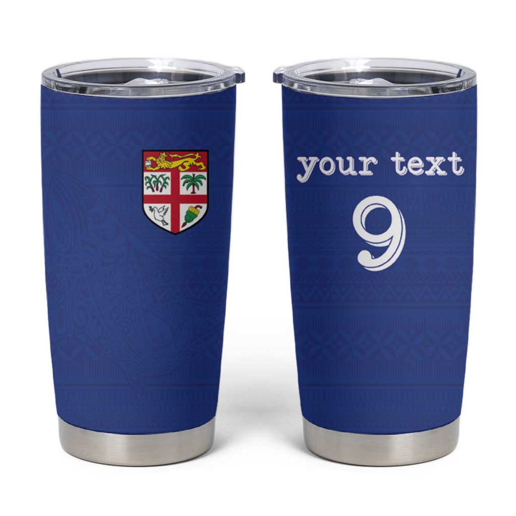 Custom Fijian Football Tumbler Cup Tapa Pattern and Shark Tribal