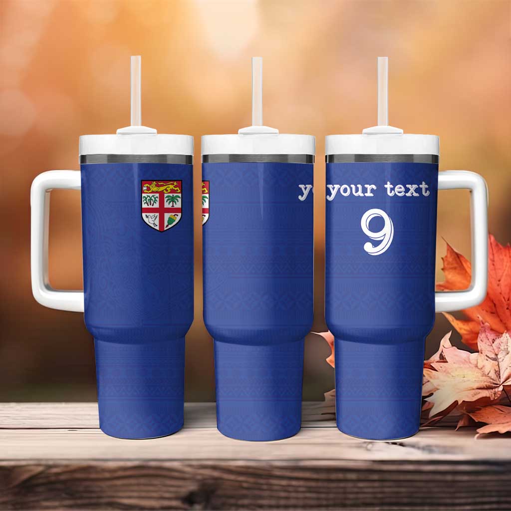 Custom Fijian Football Tumbler With Handle Tapa Pattern and Shark Tribal