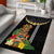 Hawaii Plumeria Lei Area Rug Tiki and Kakau Pattern Black Color