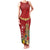 Hawaii Plumeria Lei Family Matching Tank Maxi Dress and Hawaiian Shirt Tiki and Kakau Pattern Red Color