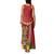 Hawaii Plumeria Lei Family Matching Tank Maxi Dress and Hawaiian Shirt Tiki and Kakau Pattern Red Color