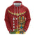 Hawaii Plumeria Lei Hoodie Tiki and Kakau Pattern Red Color