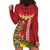 Hawaii Plumeria Lei Hoodie Dress Tiki and Kakau Pattern Red Color