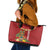 Hawaii Plumeria Lei Leather Tote Bag Tiki and Kakau Pattern Red Color