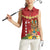 Hawaii Plumeria Lei Women Sleeveless Polo Shirt Tiki and Kakau Pattern Red Color