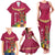 Hawaii Plumeria Lei Family Matching Tank Maxi Dress and Hawaiian Shirt Tiki and Kakau Pattern Pink Color