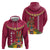 Hawaii Plumeria Lei Hoodie Tiki and Kakau Pattern Pink Color