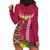 Hawaii Plumeria Lei Hoodie Dress Tiki and Kakau Pattern Pink Color