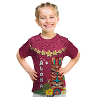 Hawaii Plumeria Lei Kid T Shirt Tiki and Kakau Pattern Pink Color