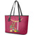 Hawaii Plumeria Lei Leather Tote Bag Tiki and Kakau Pattern Pink Color