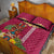 Hawaii Plumeria Lei Quilt Bed Set Tiki and Kakau Pattern Pink Color