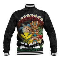 Aloha Hawaii Baseball Jacket Kanaka Maoli with Polynesian Spiral Plumeria