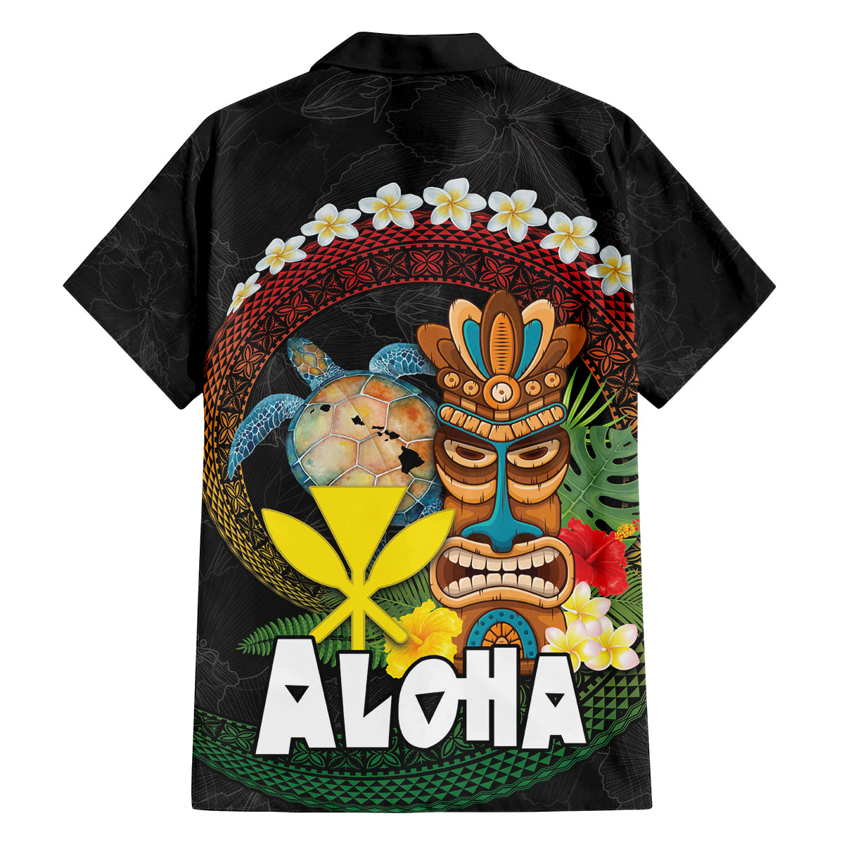 Aloha Hawaii Family Matching Off Shoulder Maxi Dress and Hawaiian Shirt Kanaka Maoli with Polynesian Spiral Plumeria