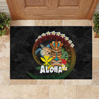 Aloha Hawaii Rubber Doormat Kanaka Maoli with Polynesian Spiral Plumeria