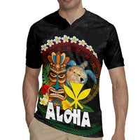 Aloha Hawaii Rugby Jersey Kanaka Maoli with Polynesian Spiral Plumeria