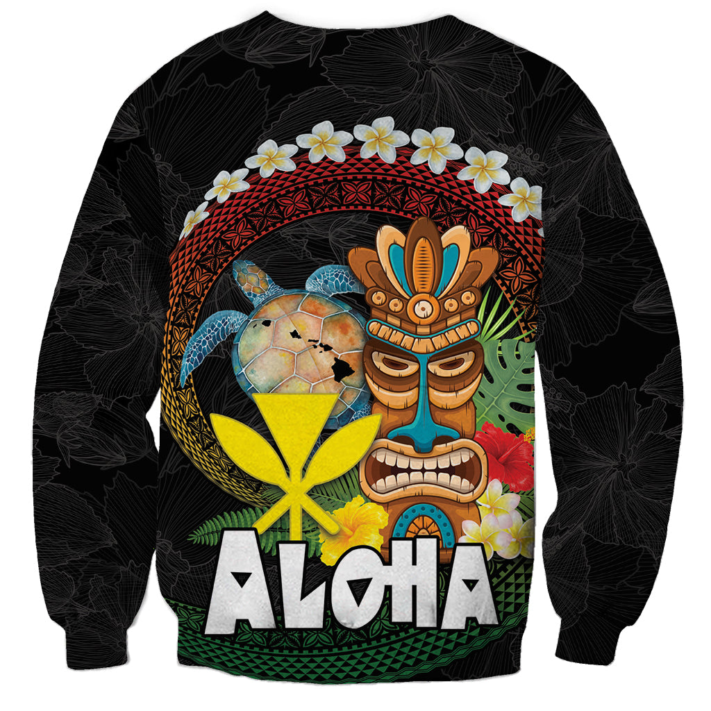 Aloha Hawaii Sweatshirt Kanaka Maoli with Polynesian Spiral Plumeria