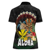 Aloha Hawaii Women Polo Shirt Kanaka Maoli with Polynesian Spiral Plumeria LT03 - Polynesian Pride