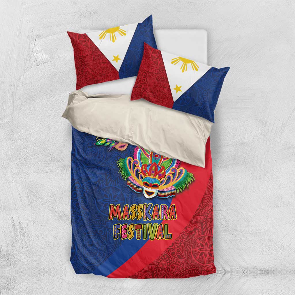 Philippines MassKara Bedding Set Filipino Carnival Mask and Polynesian Pattern