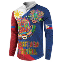 Philippines MassKara Button Sweatshirt Filipino Carnival Mask and Polynesian Pattern