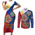Philippines MassKara Couples Matching Short Sleeve Bodycon Dress and Long Sleeve Button Shirt Filipino Carnival Mask and Polynesian Pattern