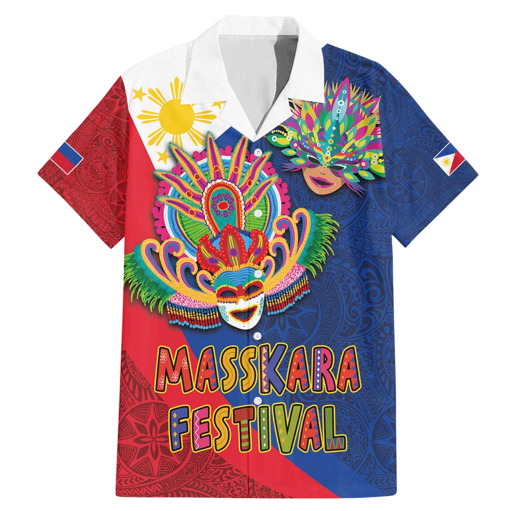 Philippines MassKara Family Matching Mermaid Dress and Hawaiian Shirt Filipino Carnival Mask and Polynesian Pattern