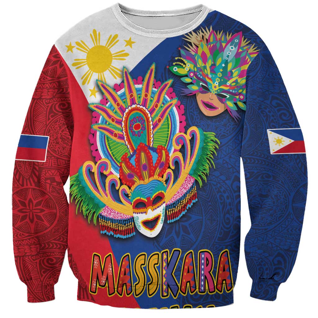Philippines MassKara Sweatshirt Filipino Carnival Mask and Polynesian Pattern