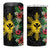 Hawaii and Philippines Together 4 in 1 Can Cooler Tumbler Hibiscus Flower and Sun Badge Polynesian Pattern Coloful