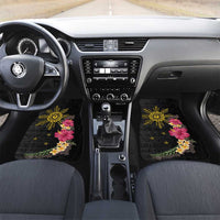 Hawaii and Philippines Together Car Mats Hibiscus Flower and Sun Badge Polynesian Pattern Coloful