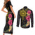 Hawaii and Philippines Together Couples Matching Short Sleeve Bodycon Dress and Long Sleeve Button Shirt Hibiscus Flower and Sun Badge Polynesian Pattern Coloful