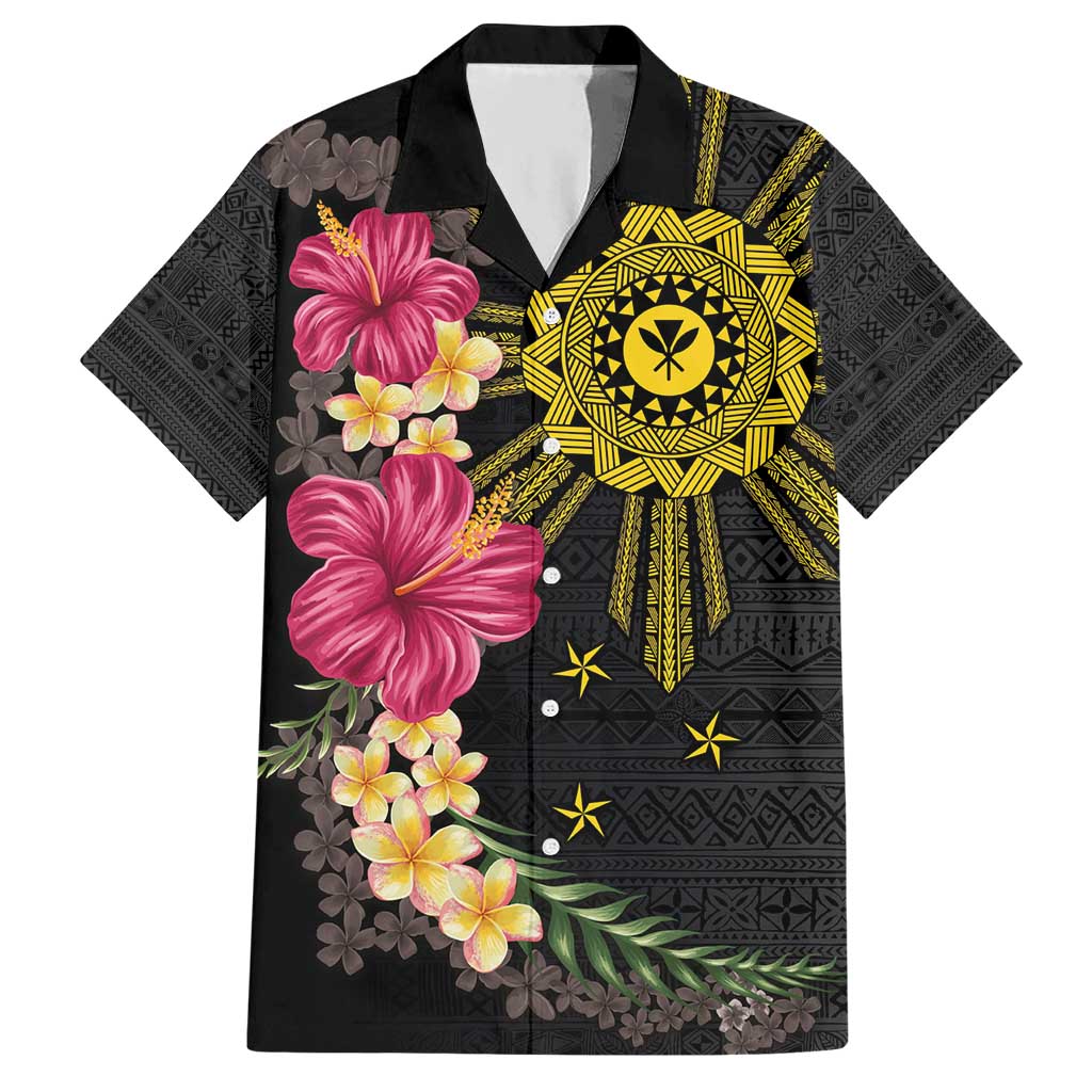 Hawaii and Philippines Together Hawaiian Shirt Hibiscus Flower and Sun Badge Polynesian Pattern Coloful