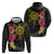 Hawaii and Philippines Together Hoodie Hibiscus Flower and Sun Badge Polynesian Pattern Coloful